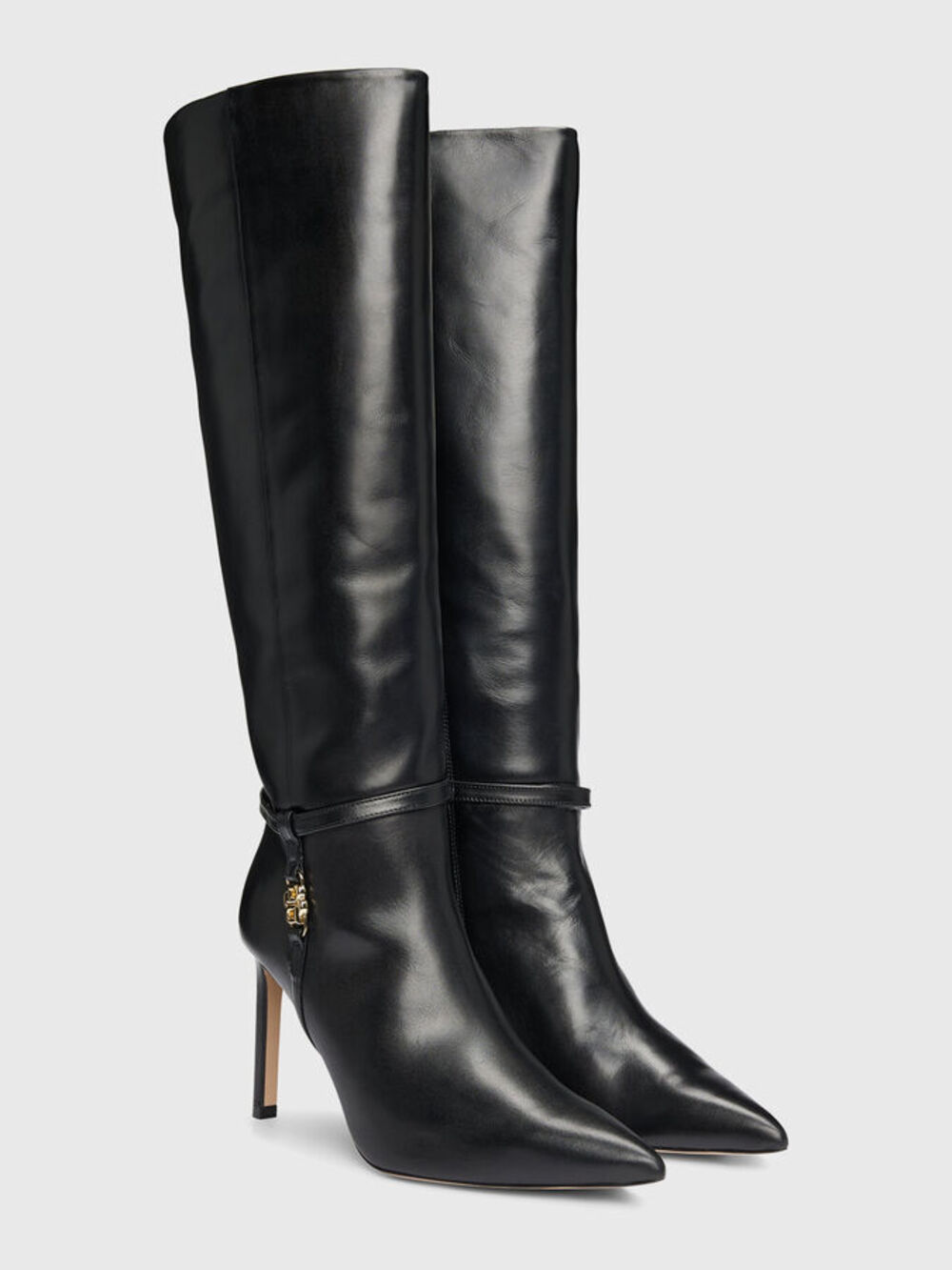 BOSS Hugo Black Leather Tall Heeled Janet Boots NIB